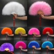 Portable Furry Hand Held Folding Fan Chinese Knot Tassels Dance Fans Decoration