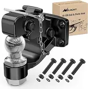 Nilight Pintle Hook Trailer Hitches Receiver Hook Combination 2-5/16” Hitch Ball with Mounting Kit, 14000LBS Black Bolt On Adjustable Powder-Coated,2 Years Warranty
