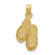 14K Yellow Gold 3D Pawleys Island Double Flip-Flop Charm