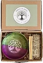 Smudge Bowl with Tree of Life Symbol – Includes 1 Sage Stick & 1 Palo Santo Stick Perfect for Cleansing, Meditation & Spiritual Practices