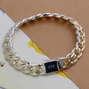 925 Sterling Silver Solid 8/10mm Chain Bracelet Men Women Chain Noble Wedding