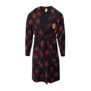Manchester United FC Mens Logo Bathrobe Black/Red S