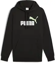 [PUMA] Men's Essential 2 Colour No. 1 Logo Hoodie Fleece, Black/Spring Fern