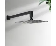 250mm Super-slim Shower Head Stainless steel Square Wall Mounted Shower arm 400mm Black