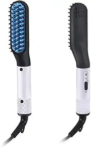 Hair Straightener Brush, Ceramic Heating Hair Straightening Brush with Anti Scald, Portable Frizz-Free Hair Care Silky Straight Heated Comb