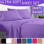 2000TC Soft Fitted Flat Sheet Sets 4 Pieces Single/KS/Double/Queen/King Bed
