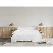 Algodon Adele Ruffle Wash 250TC Cotton Quilt Cover/Pillowcase Bedding Set White