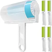 5 Pack Sticky Lint Roller with Cover, FineGood Reusable Washable Travel Dust Picker Cleaner Remover Brush Value Set for Clothes Pet Hair Debris - Blue, Green