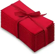 Aunti Em's Kitchen Red Cotton Dinner Napkins Cloth 12 Pack 20x20 100% Natural Oversized Bulk Linens for Dinner, Events, Weddings, Set of 12, Festive Red