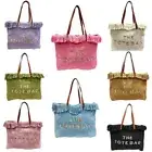 XL Bag Shopper Beach Bag Canvas Leather Straps Summer Colors Tote Bag