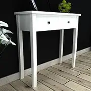 Dressing Console Table with Two Drawers White Modern Furniture Home Decor Storage