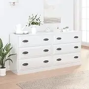 Sideboards 2 pcs High Gloss White Engineered Wood Dining Storage