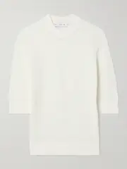 [Proenza Schouler White Label] Proenza Schouler White Label - Nicola Pointelle-knit Cotton-blend Sweater - Off-white - small small Off-white