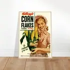 Vintage Kellogg's Corn Flakes Advertisement Framed Poster Retro Kitchen Art