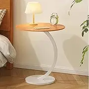 INONE Small Side Table End Table,c Table Bed Table,Round Sofa Side Table,Side Tables for Living Room, Small Space, Ledroom, Couch (Brown+White)