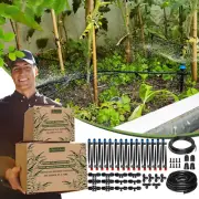 Adjustable Drip Irrigation System for Garden Raised Beds, Complete Kit with Emit