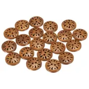 20pcs 2 Hole Flower Craft Sewing Button 15mm Handmade Wood Buttons, Medium Brown