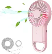 Simpeak Small Handheld Fan, 3 Speed Mini Slim Portable Fan USB Rechargeable Mini Pocket Fan with Flashlight Function for Outdoor Home Travel Shopping, Pink