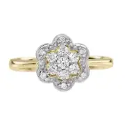 Art Deco Style Lab-Created Diamond Floral Cluster Ring For Her 14K Yellow GoldFN
