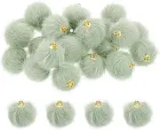 sourcing map Pom Pom Charm, 24Pcs 15mm - Faux Fur Fluffy Pom Poms Pendants Balls, Pom Poms for DIY Crafts Jewelry Making Keychain Accessory (Light Green)