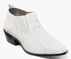 Men's Dress Casual Boots Cuban Heel Croco Print White Leather Stacy Adams 25666