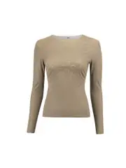 Khaki Borderline White Line Printed Top