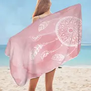 Pinkish Background Mandala Microfiber Beach Towel
