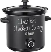 Russell Hobbs Chalkboard 3.5L Electric Slow Cooker - Cooks Upto 4 portions, 3 Heat Settings, high/Low/Keep Warm, Removable Ceramic Pot for Easy Cleaning, Glass lid, Energy Saving, 200W, 24180