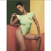 Savage X Fenty Womens Size XL Neon Green Ruched Terrycloth Thong Bodysuit NWT