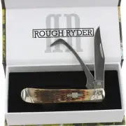 Rough Rider Amber Jigged Bone Equestrian Trapper Pocket Knife RR1971 Hoof Pick