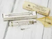 glass syringe medical instrument needles injection antique doctor original box