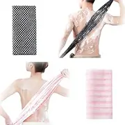 Exfoliating Washcloth Towel 2 Pcs Body Scrubber Back Scrubber for Shower Japanese 40 Inches Bath Tool Wash Cloth Korean Exfoliation Luffah Towel Net Sponge Loofah Body Scrub for Men Women Skin Care