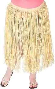 Fun Express Adult Brown Plus-Size Raffia Hula Skirt - 54" x 30" (1 Count) - Perfect for Hawaiian-Themed Occasions