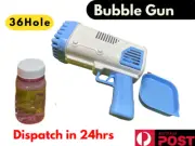 36 Holes Bubble Gun Automatic Bazooka Soap Water Bubble Machine Toy Gift AU