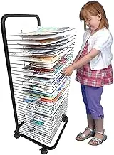 Art Drying Rack, Wire Drying Rack, A3/4K Paper Painting Drying Rack, Artwork Canvas Storage Mobile Cart for Classroom, Art Studio/Black (A3)