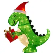 Christmas Dinosaur Display With Lights - 90cm