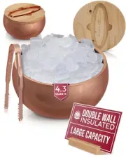 4.1L Insulated Ice Bucket with Lid and Tongs, Double Wall Stainless Steel Ice...