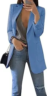 [YMING] Women's Long Sleeve Blazer Front Open Suit Jacket Lapel Collar Office Long Sleeve Jacket Oversized
