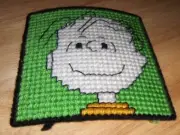NEW completed plastic canvas magnet - Linus (green)