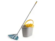 Set Bucket Grey Plastic With Wringer Yellow And Mop IN White Fabric And