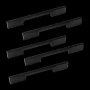 5 x 128mm Kitchen Handle Cabinet Cupboard Door Drawer Handles square Black furniture pulls