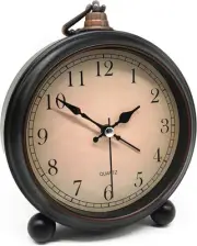 Vintage Black Wall Clock With Alarm Night Light And Silent Sweep Hand