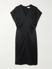 [Stella McCartney] Stella McCartney - Draped Satin Midi Dress - Black - IT38 IT 38 Black