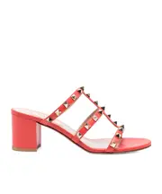 Rockstud leather sandals 41 Red