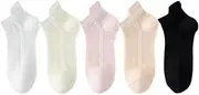 RYZGOJV 5 Pairs Cotton Women Socks, Super Low Cut Liner Socks, Non-slip Hidden Invisible Boat Socks for Girl-C03, Multicolor, Medium