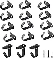 YMAISS 15 Packs Stainless Steel Screws Mount Ceiling Hooks, Under-Shelf Coat Hook, Towel/Robe Clothes Hook Hanger for Bathroom Kitchen Cabinet, Black