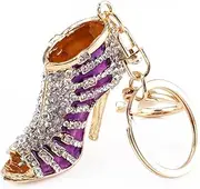 [Yosoo] Owl Keychain Rhinestone Crystal Keyring Key Ring Chain Bag Charm Pendant Gift (High-heeled shoes- purple)