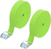 uxcell 1" x 30 ft Lashing Strap with Buckles, 2 Pcs Cam Buckle Tie Down Straps Adjustable Heavy Duty Secure Cinch Straps Up to 551 lbs for Cargo Kayak Bicycles, Fluorescent Green