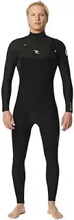 Rip Curl Mens Dawn Patrol Eco 4/3mm Chest Zip Wetsuit - Black - Lightweight Flash Lining - E5 flash lining neoprene
