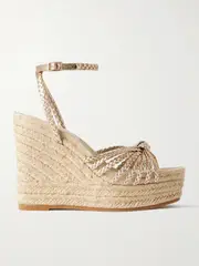 [Loeffler Randall] Loeffler Randall - Pamela Mignon Metallic Leather Platform Wedge Sandals - Platinum - US11 US11 Silver